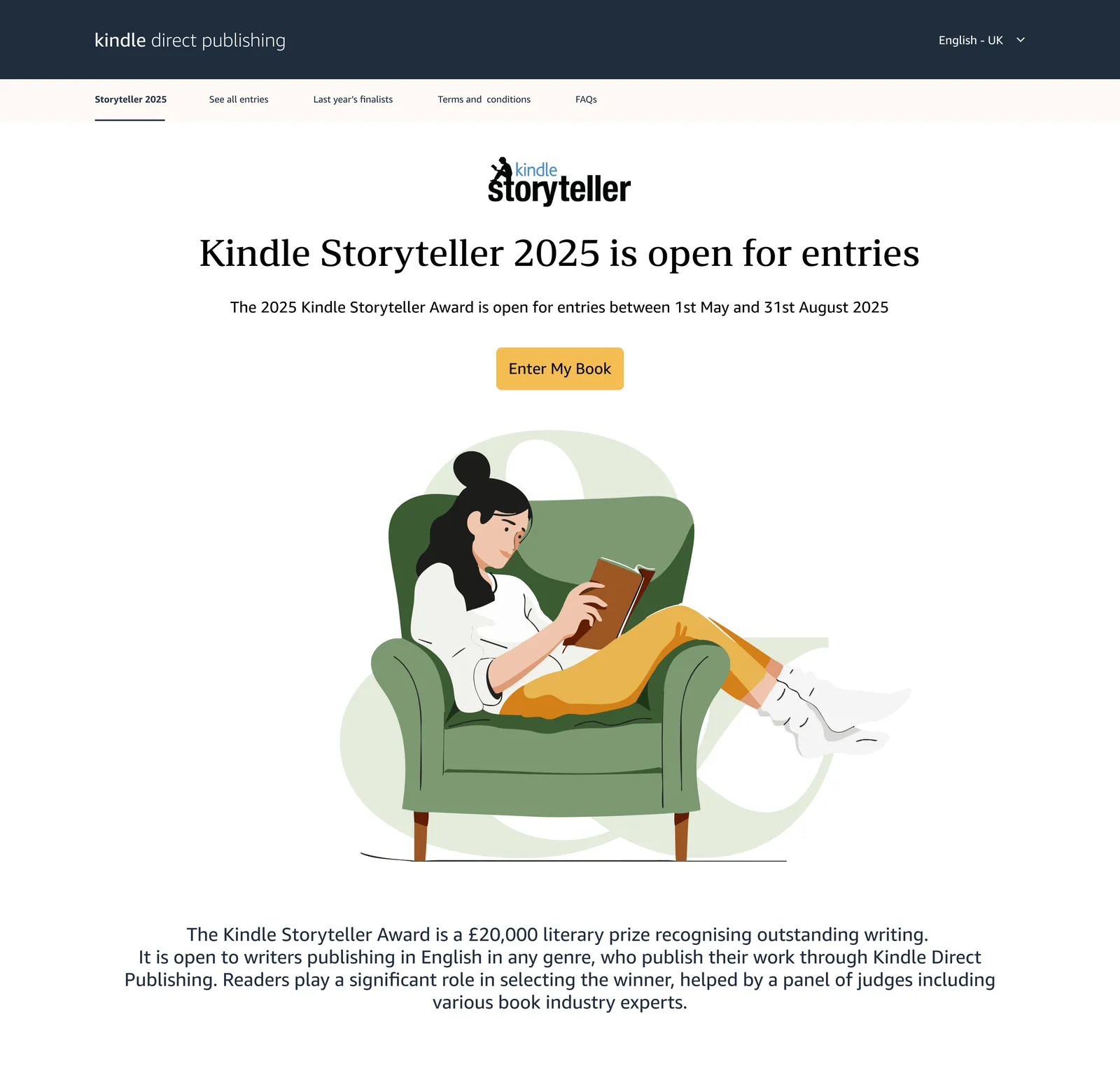 Redesigned Kindle contest landing page hero